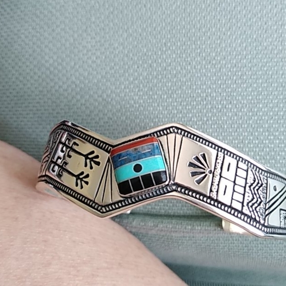 Native American Jewelry - Roderic Tenorio Southwest Sterling Cuff Bracelet